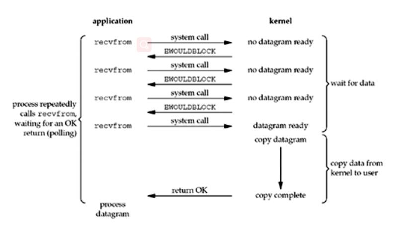 Figure 6.2. Nonblocking I/O model.